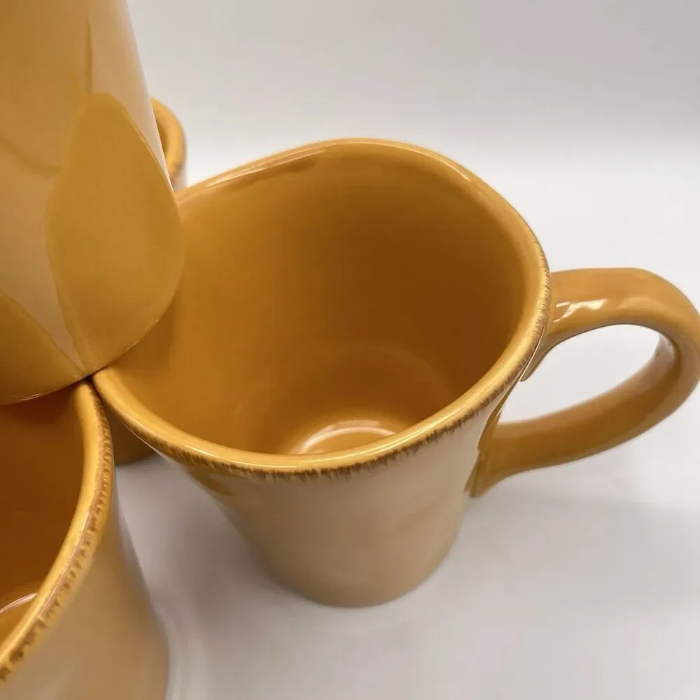 PIER 1 Earthware Elemental Coffee Mugs | Honey Color | 12 oz | Set of 4